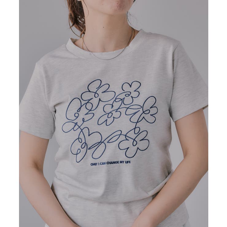 フラワー 刺繍 Tシャツ | 210nouve | 詳細画像2 