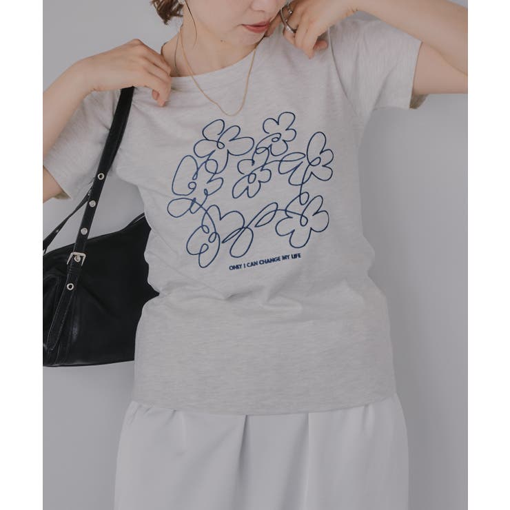 フラワー 刺繍 Tシャツ | 210nouve | 詳細画像3 