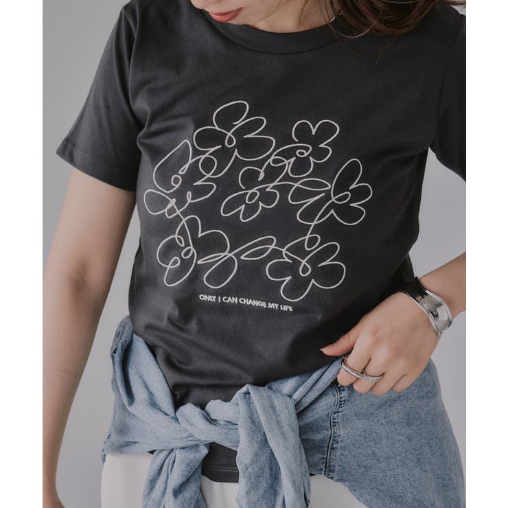 フラワー 刺繍 Tシャツ | 210nouve | 詳細画像8 