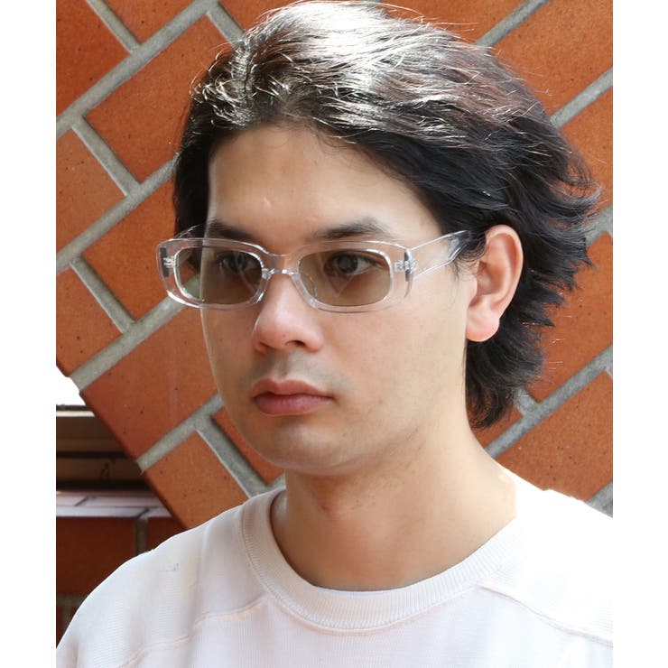 クリア×ライトグレー | スクエアサングラス メンズ レディース 伊達メガネ  | 8（eight） 