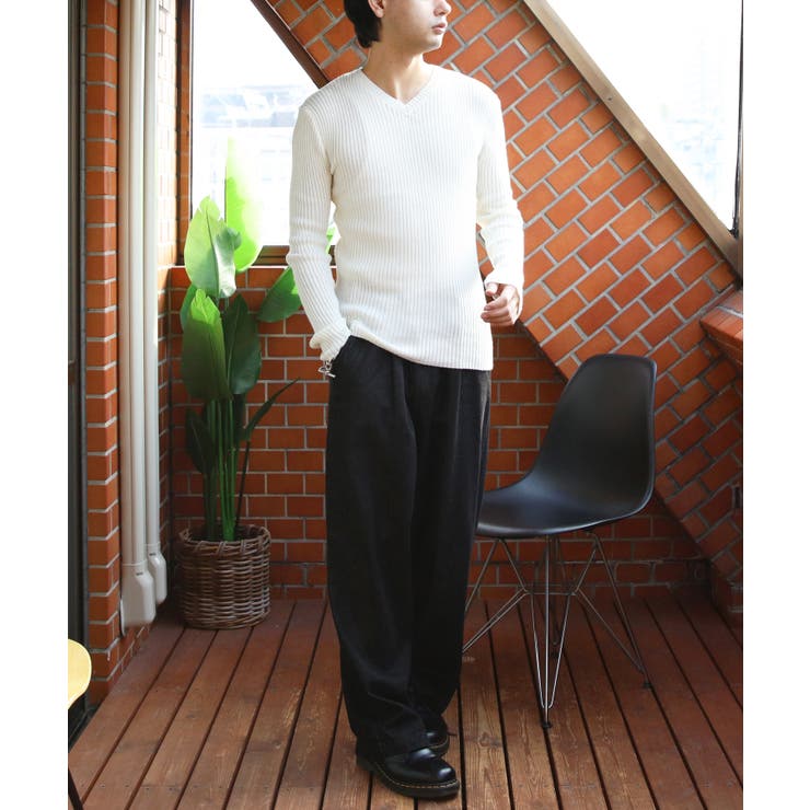 ニットセーター メンズ ニット セーター 長袖 Vネック シンプル  | 8（eight）  | 詳細画像11 