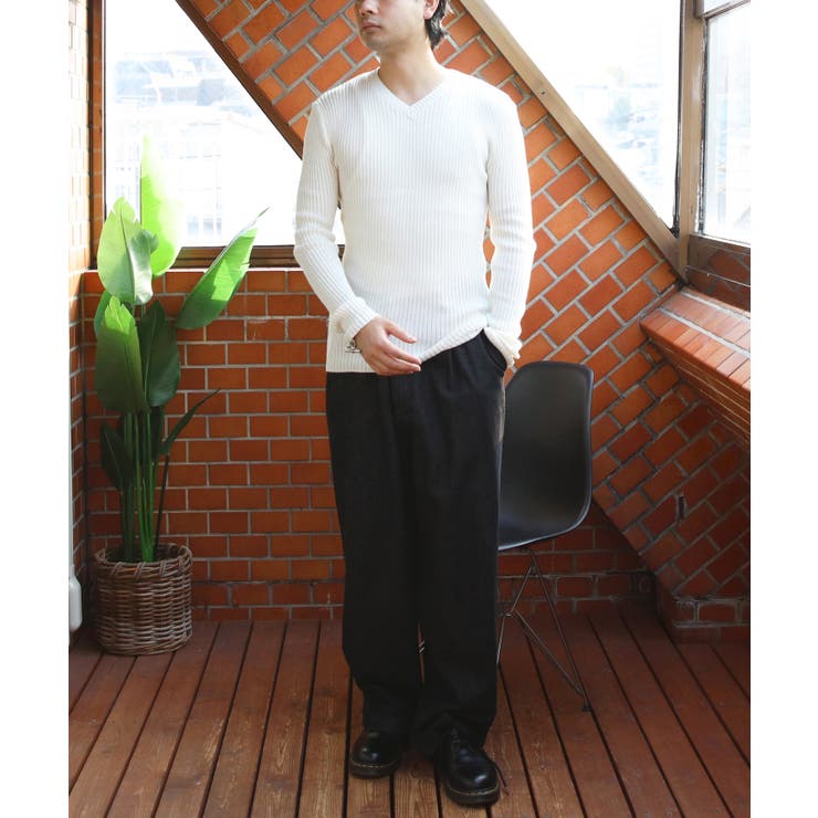 ニットセーター メンズ ニット セーター 長袖 Vネック シンプル  | 8（eight）  | 詳細画像12 