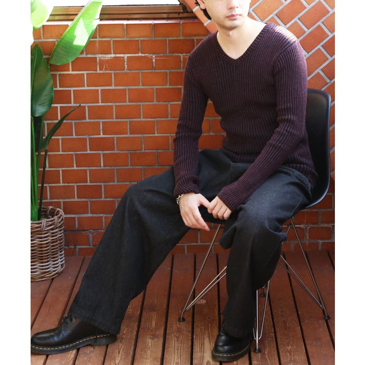 ニットセーター メンズ ニット セーター 長袖 Vネック シンプル  | 8（eight）  | 詳細画像74 