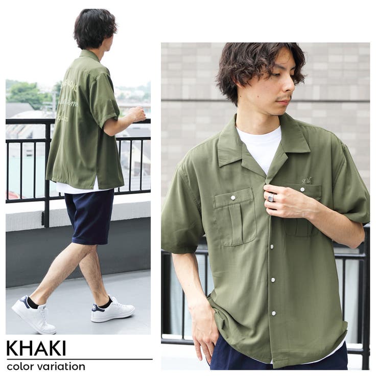 オープンカラー半袖シャツ メンズ シャツ[品番：EH000005550]｜8