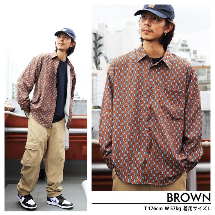 総柄シャツ オーバーシャツ メンズ[品番：EH000005659]｜8