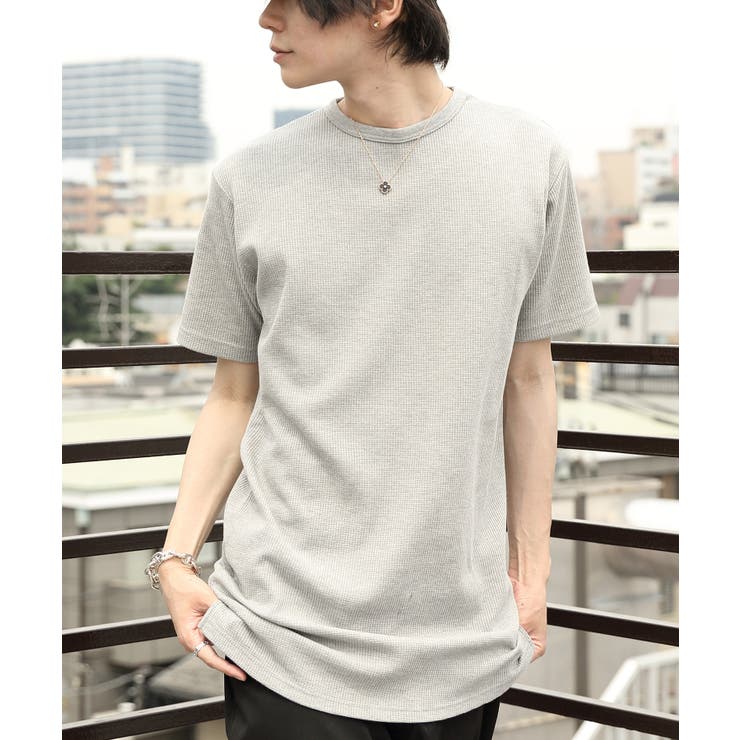 Beno tシャツ T/Cワッフル ロングレングス クルーネック T