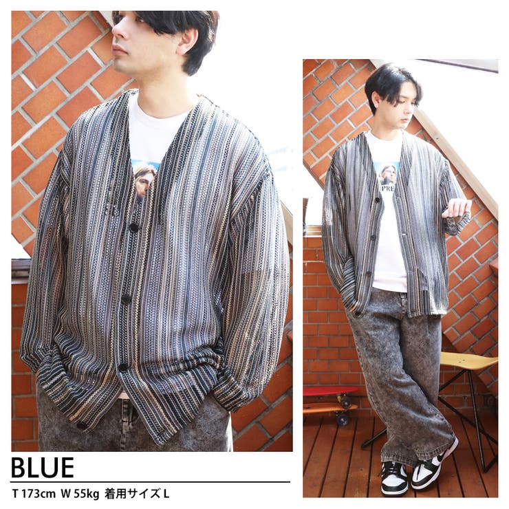 カーディガン メンズ レースカーディガン[品番：EH000005993]｜8