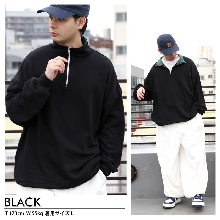 épine ハーフジップスウェット　black 黒 エピヌ スウェットsport line half zip ハーフジップ
