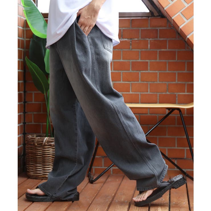 10ozデニムタック ワイドパンツ メンズ レディース ストリート [品番