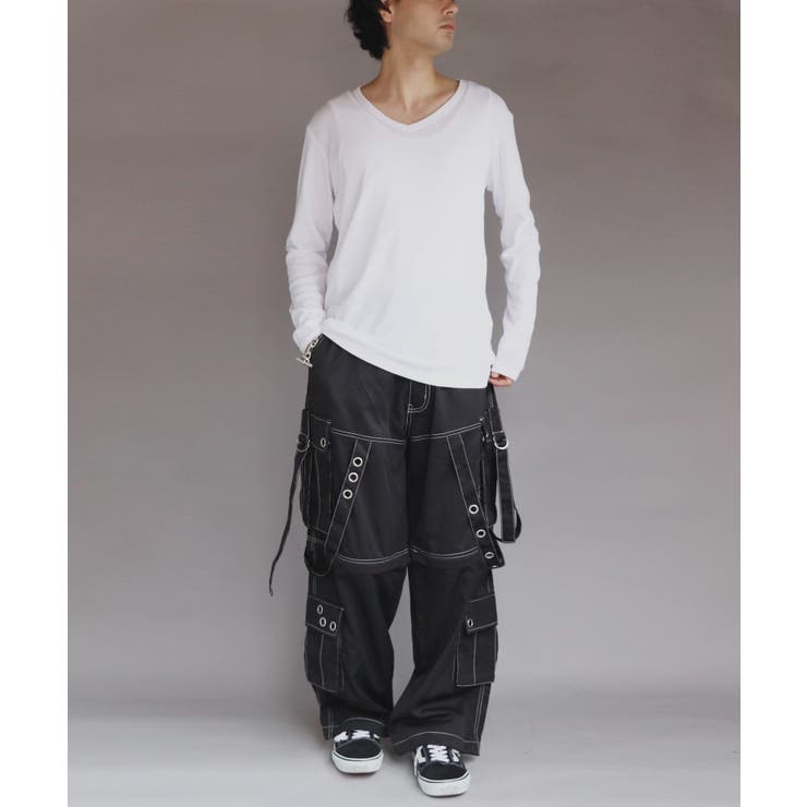 長袖Tシャツ Vネック メンズ ロングTシャツ ロンT インナー