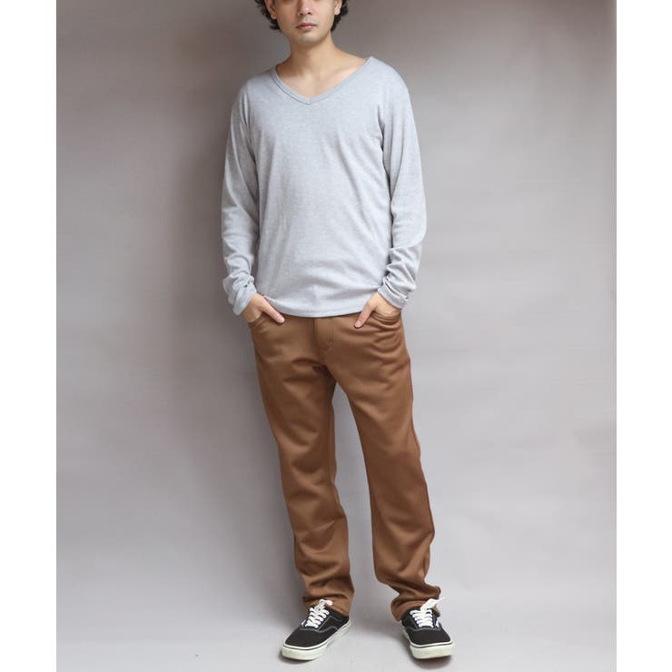 長袖Tシャツ Vネック メンズ ロングTシャツ ロンT インナー