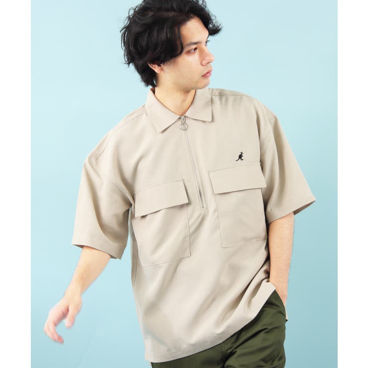 ハーフジップシャツ メンズ 半袖[品番：EH000005186]｜8（eight