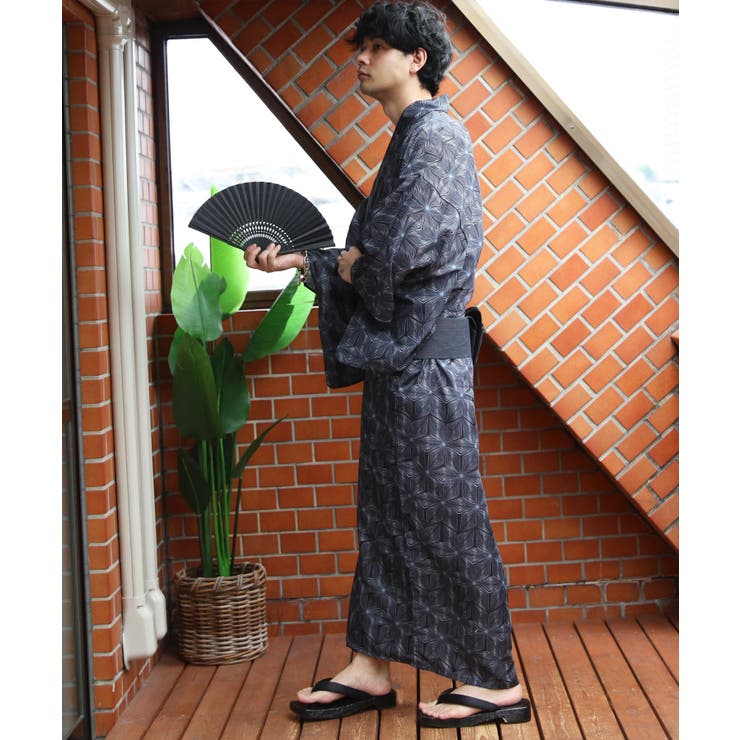 浴衣 メンズ 格子 浴衣 単品 総柄 夏 夏祭り 花火大会に [品番