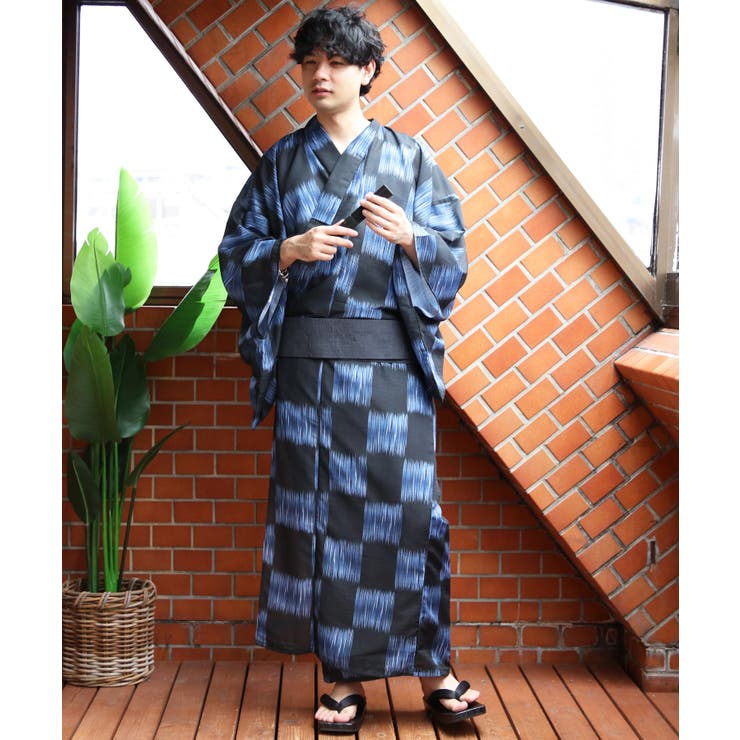 1 | 浴衣 メンズ 格子 浴衣 単品 総柄 夏 夏祭り 花火大会に  | 8（eight） 