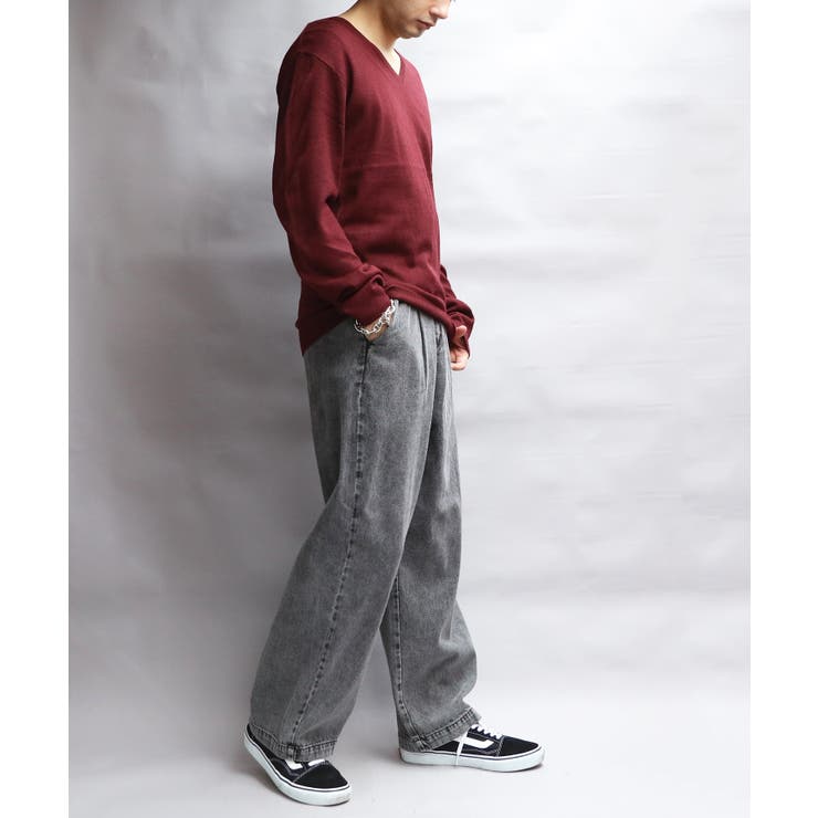 カシミヤタッチ ニット メンズ セーター Vネック インナー[品番