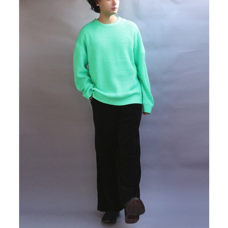 green label relaxing セーター ニット ツイル クルーネック