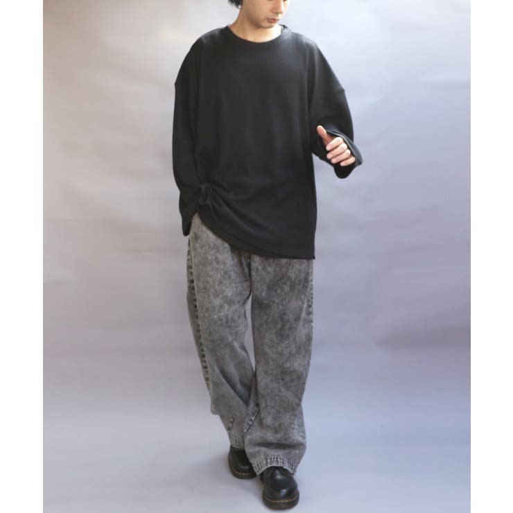 ワッフルビッグシルエットT メンズ ロンT カットソー サーマル [品番