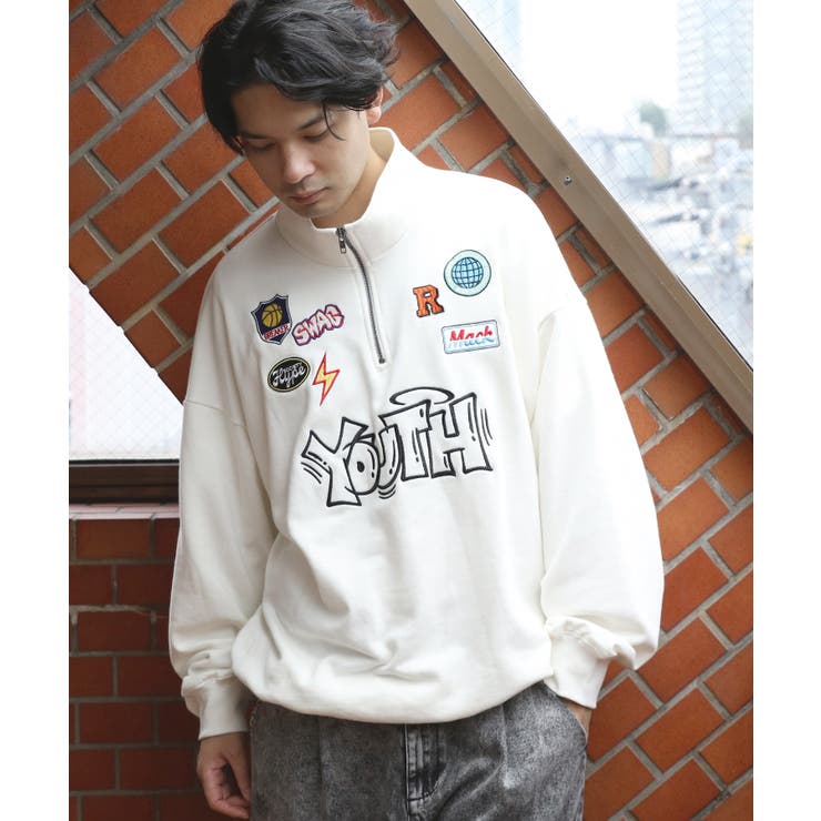ハーフジップ メンズ 刺繍[品番：EH000006060]｜8（eight） （エイト