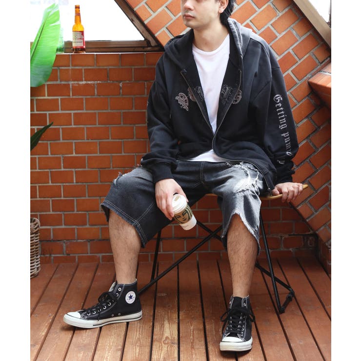 スプレー加工ジップパーカー メンズ グラフィック ヴィンテージ | 8（eight）  | 詳細画像9 