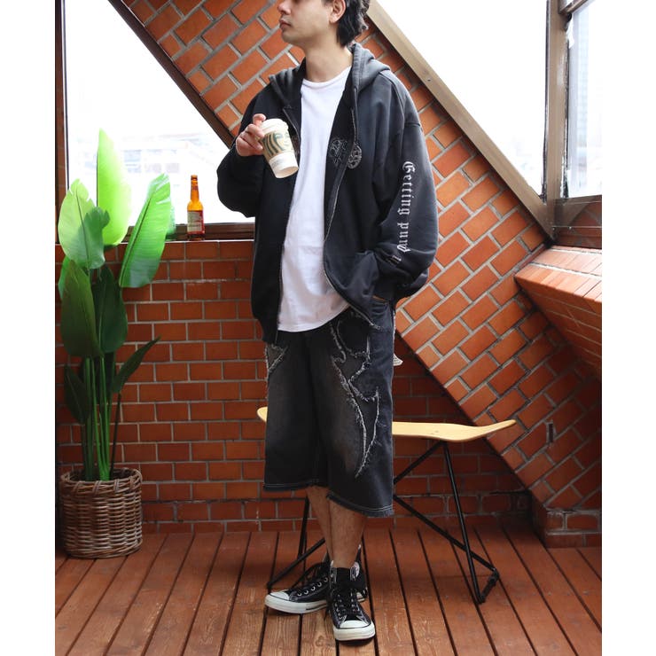 スプレー加工ジップパーカー メンズ グラフィック ヴィンテージ | 8（eight）  | 詳細画像11 