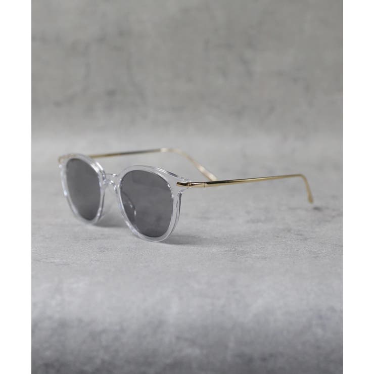 クリアゴールド×グレー | カラーボストンサングラス メンズ レディース 専用ケース付き  | 8（eight） 