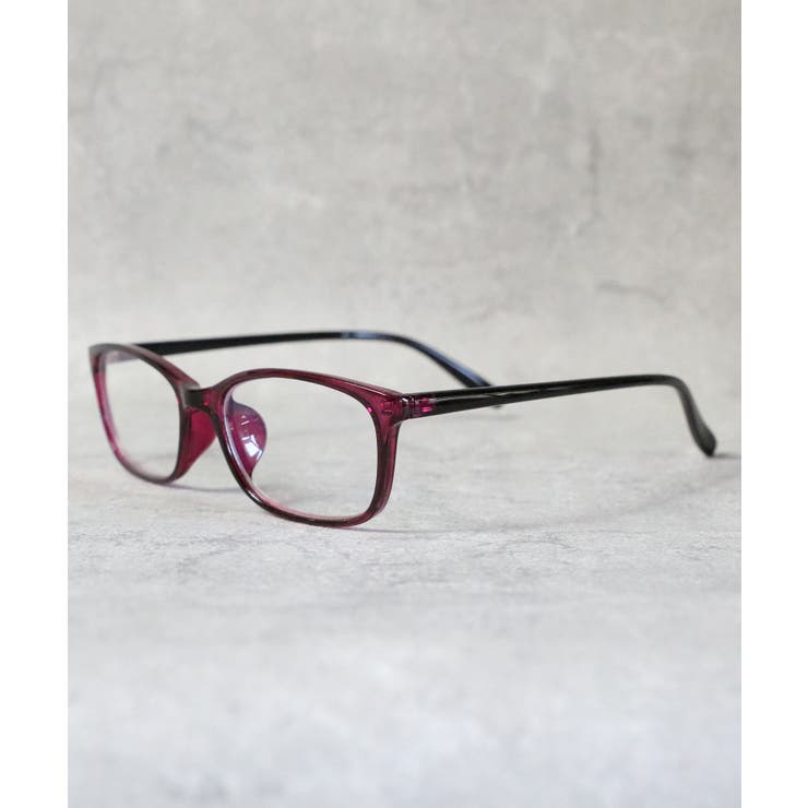 パープル×ダークパープル/クリア | スクエアサングラス メンズ レディース ブルーライトカット ケース付き | 8（eight） 