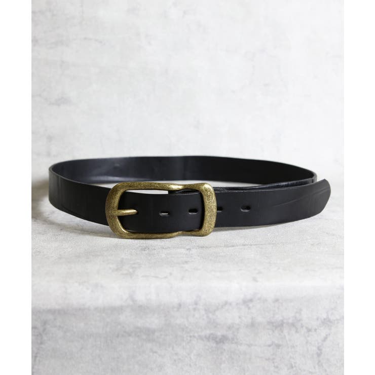 レザーバックルベルト メンズ ベルト 革 皮 35mm シワ加工 [品番