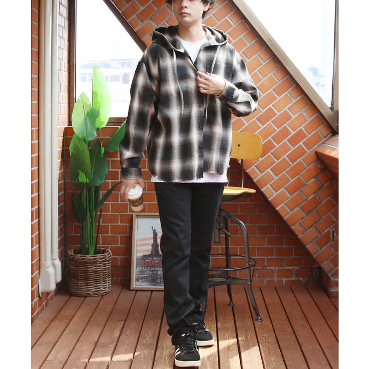 フードシャツ メンズ 長袖シャツ チェック柄 オーバーサイズ | 8（eight）  | 詳細画像18 