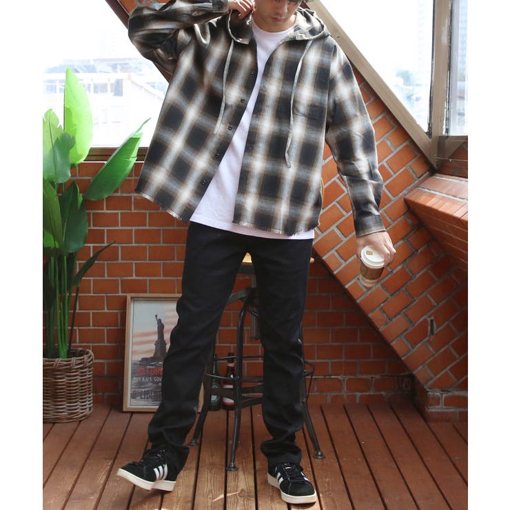 フードシャツ メンズ 長袖シャツ チェック柄 オーバーサイズ | 8（eight）  | 詳細画像19 
