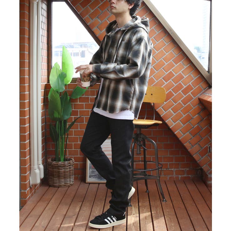 フードシャツ メンズ 長袖シャツ チェック柄 オーバーサイズ | 8（eight）  | 詳細画像21 