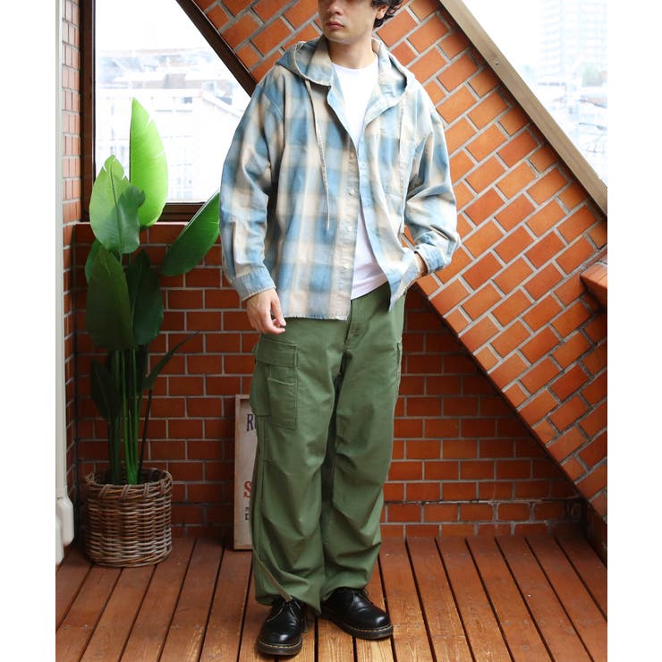 フードシャツ メンズ 長袖シャツ チェック柄 オーバーサイズ | 8（eight）  | 詳細画像30 