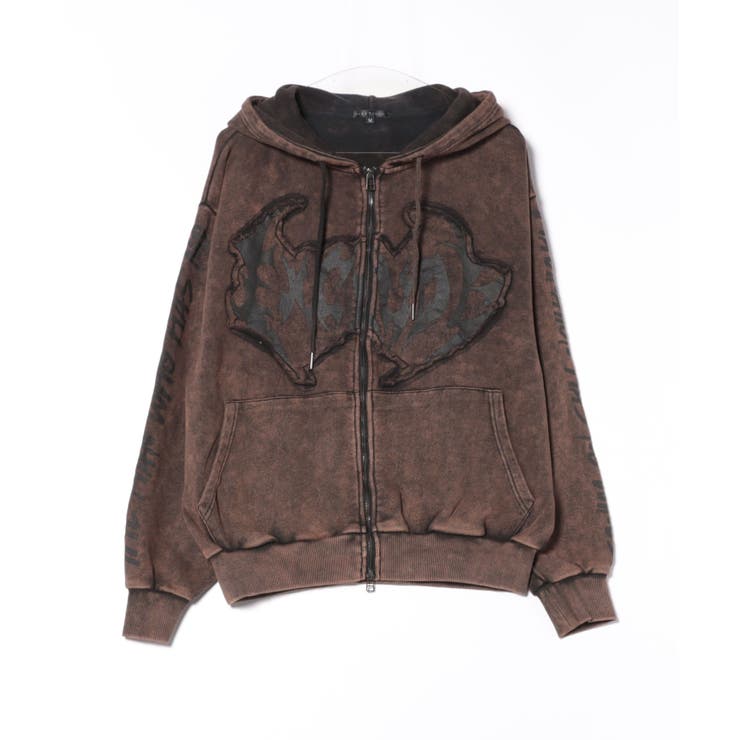 ブラウン | グランジ加工ZIPプルパーカー メンズ パーカー ダブルジップ  | 8（eight） 