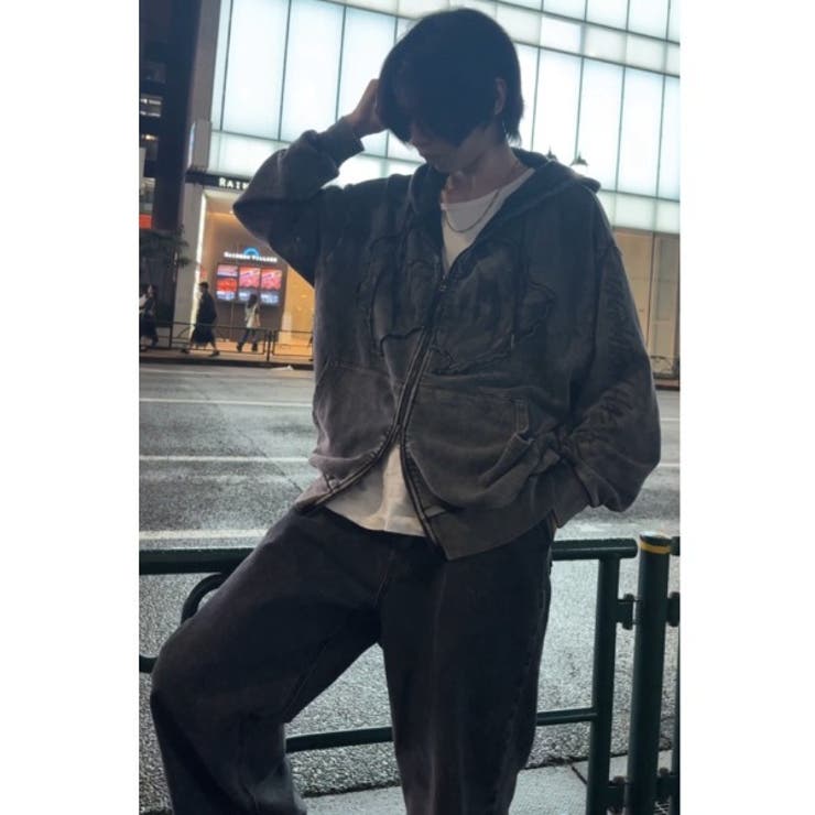 グランジ加工ZIPプルパーカー メンズ パーカー ダブルジップ  | 8（eight）  | 詳細画像3 