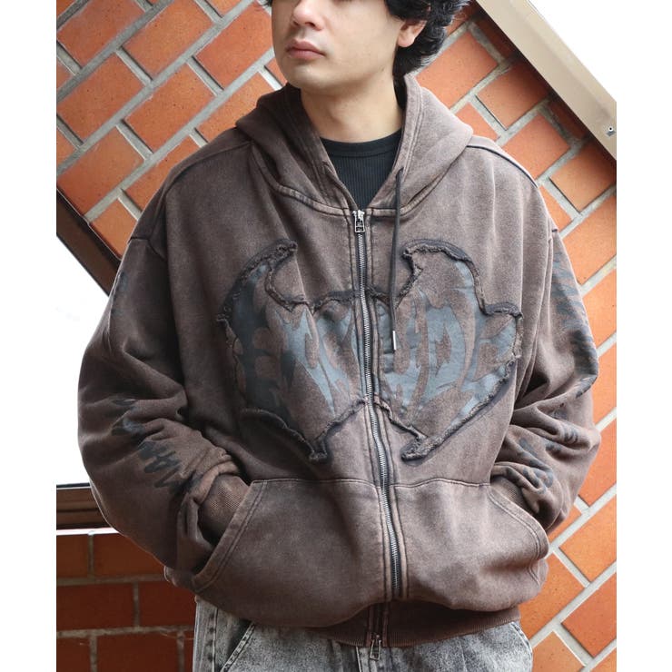 グランジ加工ZIPプルパーカー メンズ パーカー ダブルジップ  | 8（eight）  | 詳細画像30 