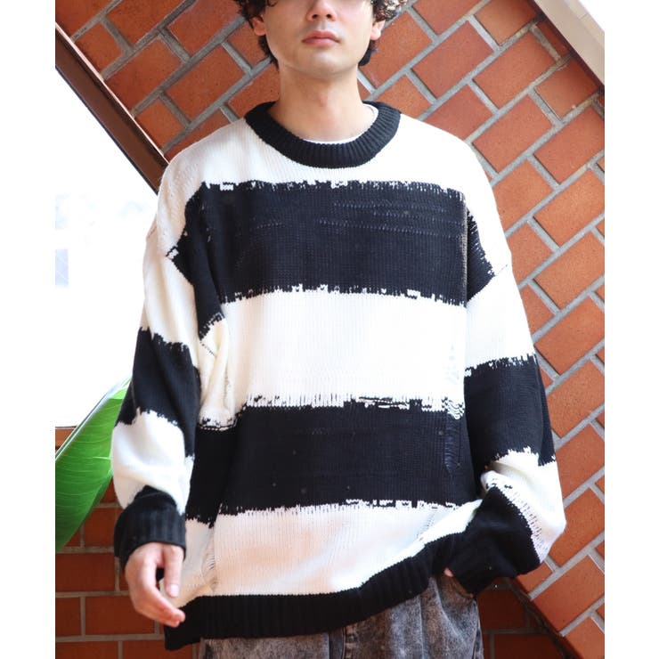 ボーダーニットセーター メンズ ニットセーター クルーネック | 8（eight）  | 詳細画像3 