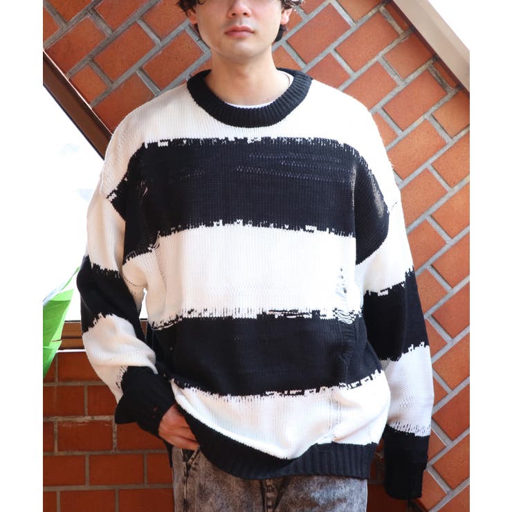 ボーダーニットセーター メンズ ニットセーター クルーネック | 8（eight）  | 詳細画像4 