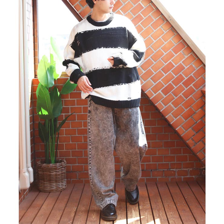 ボーダーニットセーター メンズ ニットセーター クルーネック | 8（eight）  | 詳細画像6 