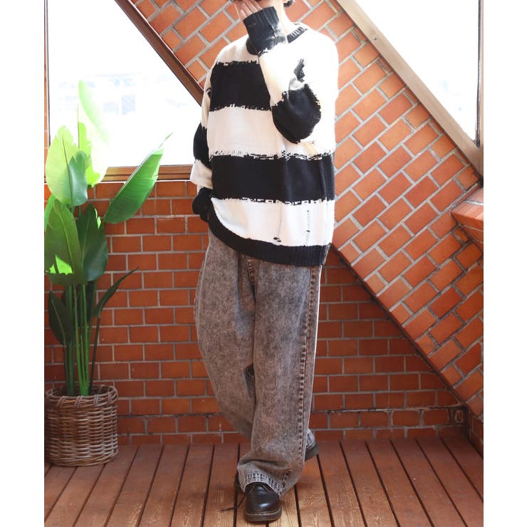 ボーダーニットセーター メンズ ニットセーター クルーネック | 8（eight）  | 詳細画像7 