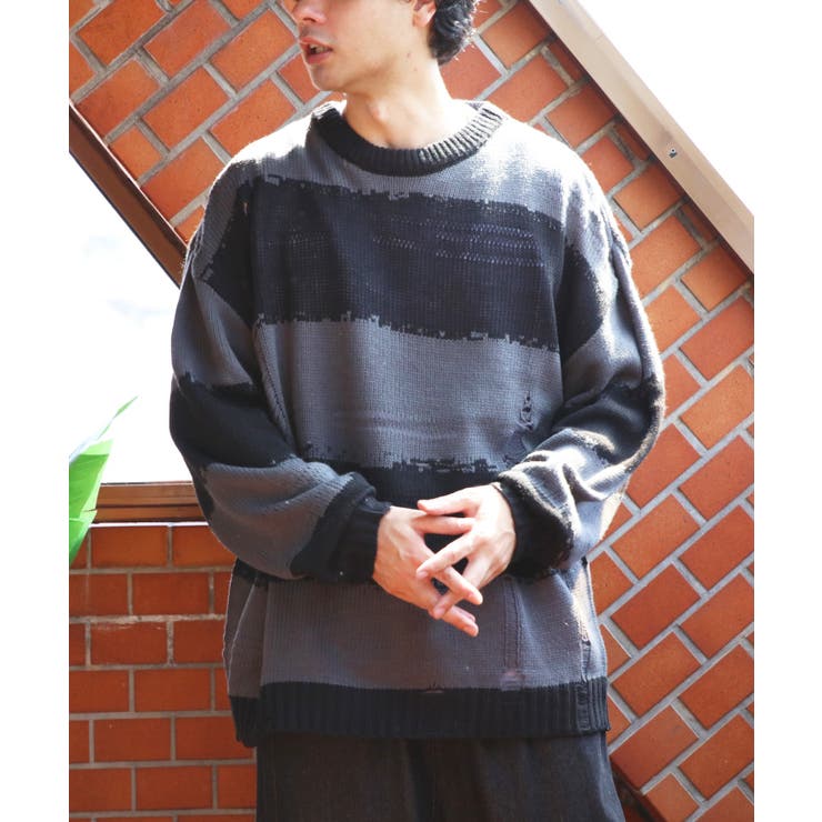 ボーダーニットセーター メンズ ニットセーター クルーネック | 8（eight）  | 詳細画像14 