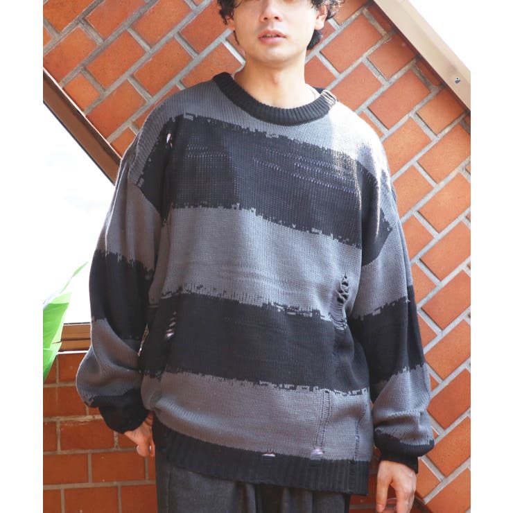 ボーダーニットセーター メンズ ニットセーター クルーネック | 8（eight）  | 詳細画像17 