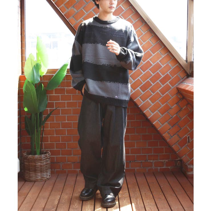 ボーダーニットセーター メンズ ニットセーター クルーネック | 8（eight）  | 詳細画像19 