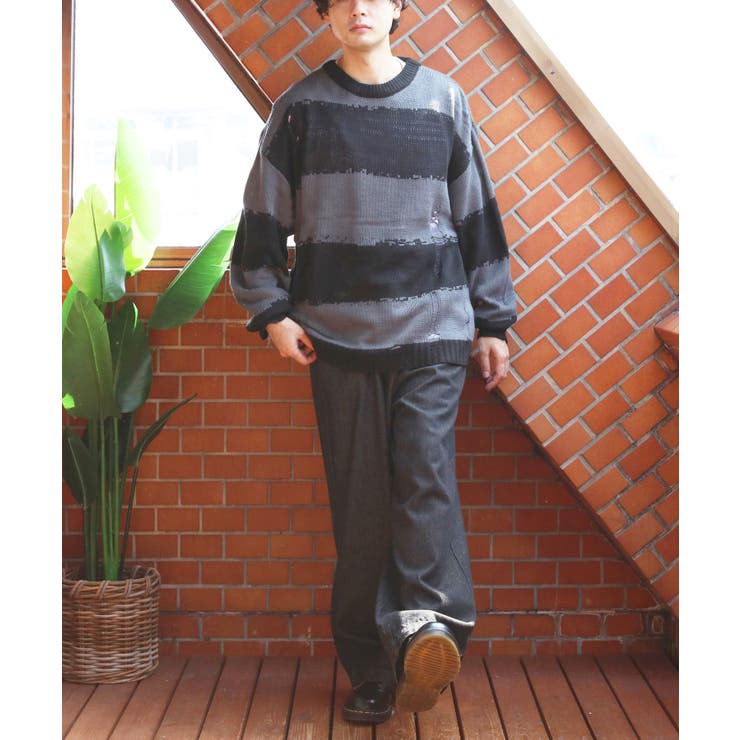 ボーダーニットセーター メンズ ニットセーター クルーネック | 8（eight）  | 詳細画像22 