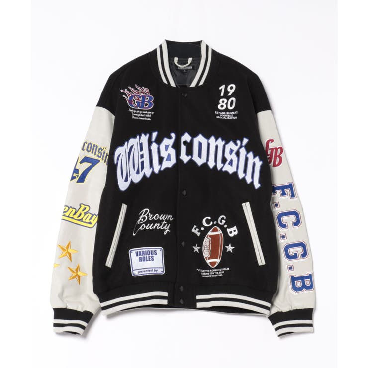 ブラック | スタジャン メンズ レディース ワッペン 刺繍 アウター アメカジ | 8（eight） 