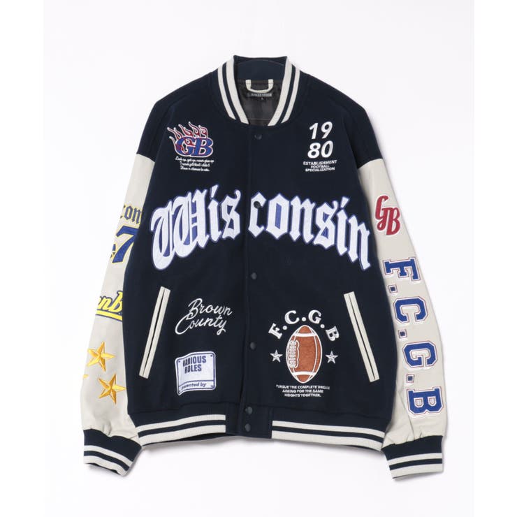 ネイビー | スタジャン メンズ レディース ワッペン 刺繍 アウター アメカジ | 8（eight） 