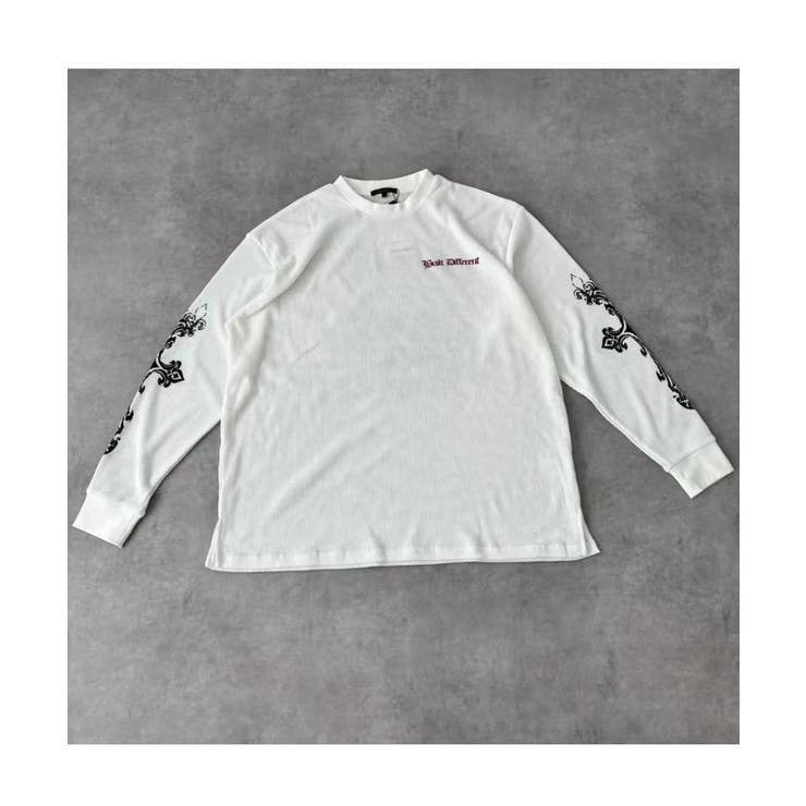 クロス×スカルプリント ワッフルロンT メンズ ロングＴシャツ 十字架 | 8（eight）  | 詳細画像10 