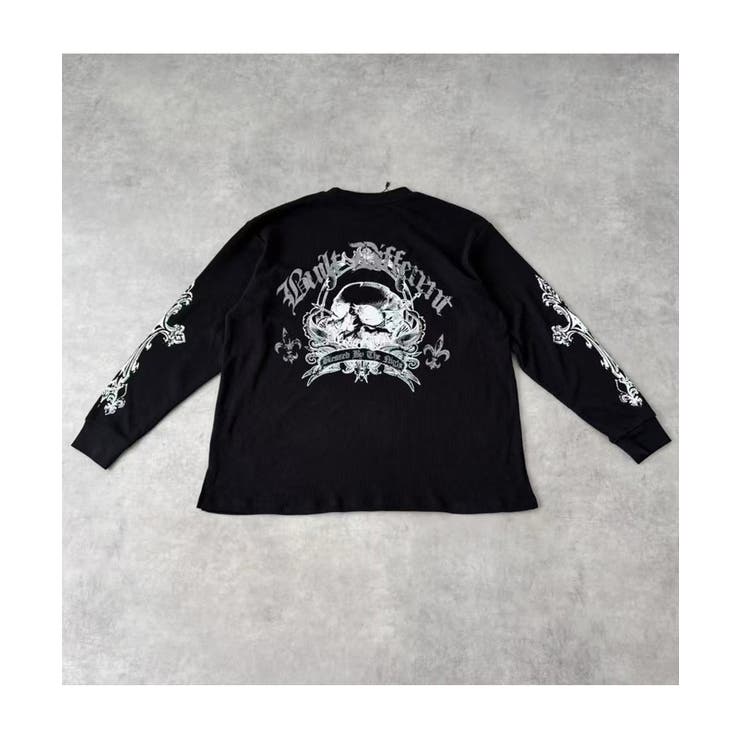クロス×スカルプリント ワッフルロンT メンズ ロングＴシャツ 十字架 | 8（eight）  | 詳細画像13 