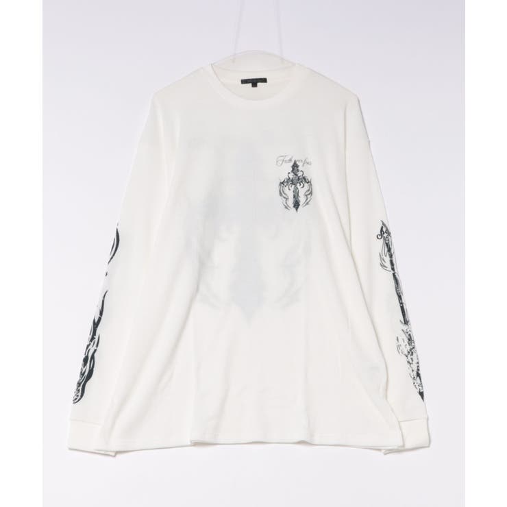 クロス×スカルプリント ワッフルロンT メンズ ロングＴシャツ 十字架 | 8（eight）  | 詳細画像14 