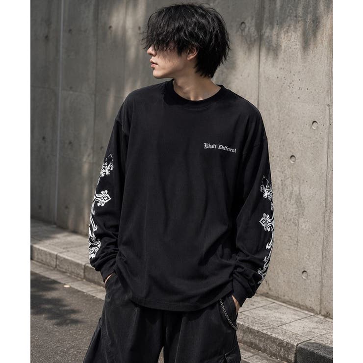 クロス×スカルプリント ワッフルロンT メンズ ロングＴシャツ 十字架 | 8（eight）  | 詳細画像4 