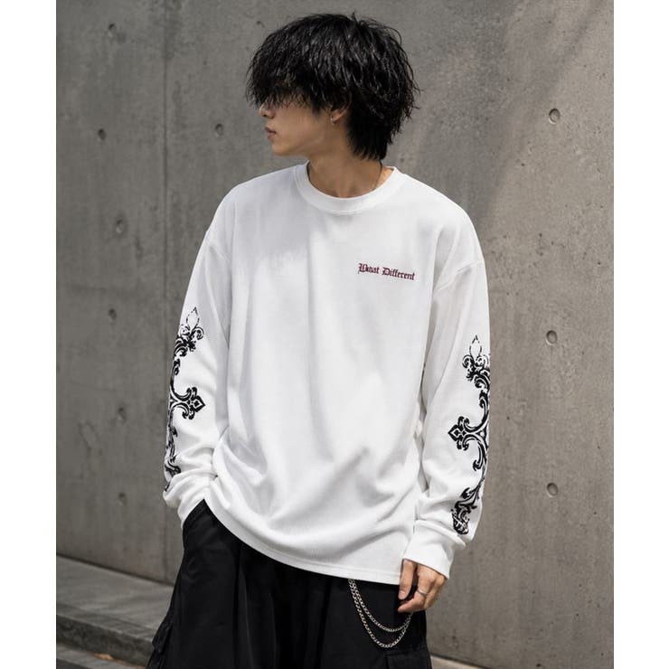 クロス×スカルプリント ワッフルロンT メンズ ロングＴシャツ 十字架 | 8（eight）  | 詳細画像5 