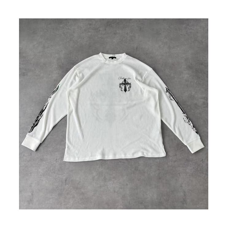 クロス×スカルプリント ワッフルロンT メンズ ロングＴシャツ 十字架 | 8（eight）  | 詳細画像6 